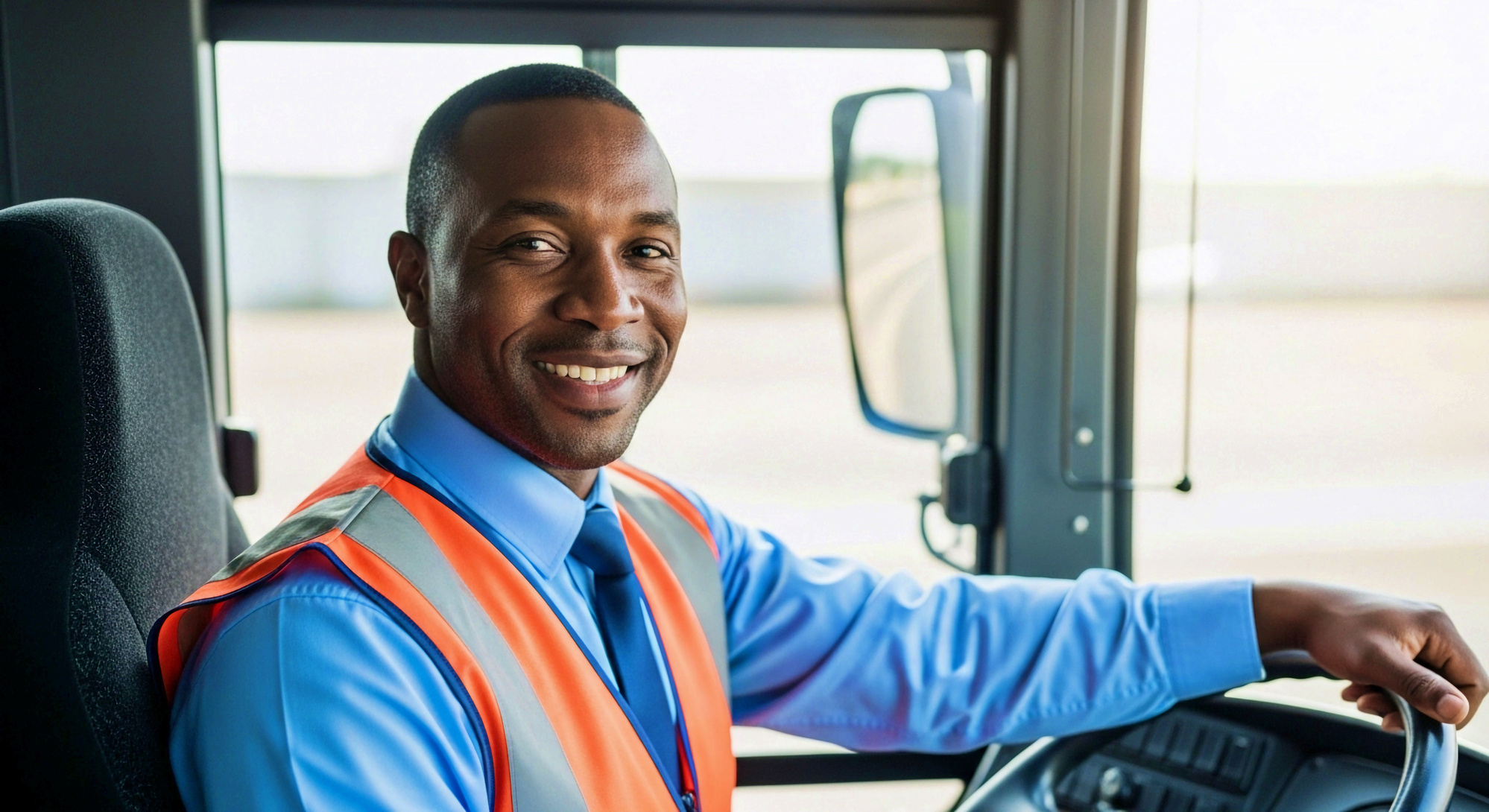 Black Bus Driver Smiling