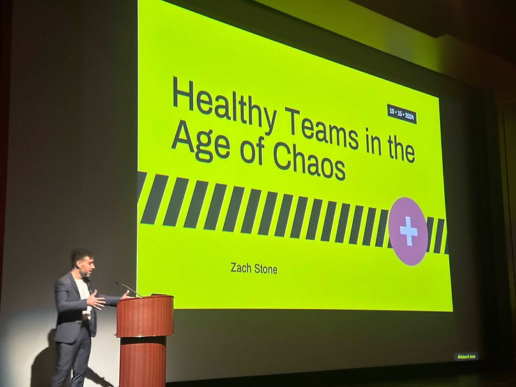 Zach Stone presenting Healthy Teams in the Age of Chaos at the Project Management Summit